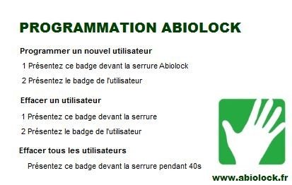 badge programmation abiolock h