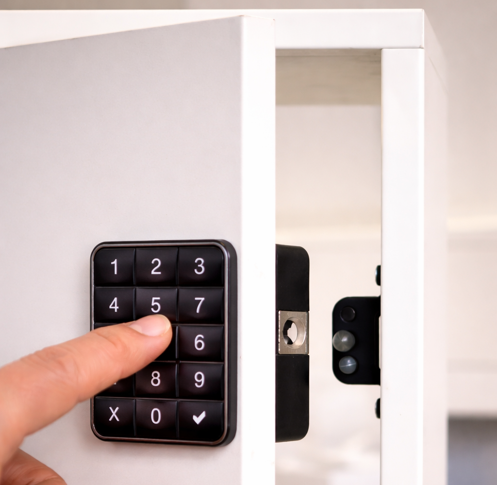 Caisson clos avec verrou numerique